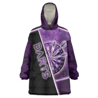 Personalized Darts Wearable Blanket Hoodie Galaxy Style Purple - Wonder Print Shop