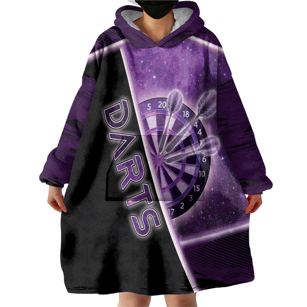 Personalized Darts Wearable Blanket Hoodie Galaxy Style Purple - Wonder Print Shop