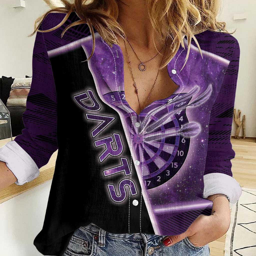 Personalized Darts Women Casual Shirt Galaxy Style Purple - Wonder Print Shop