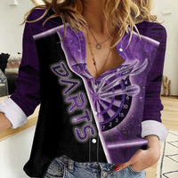 Personalized Darts Women Casual Shirt Galaxy Style Purple - Wonder Print Shop