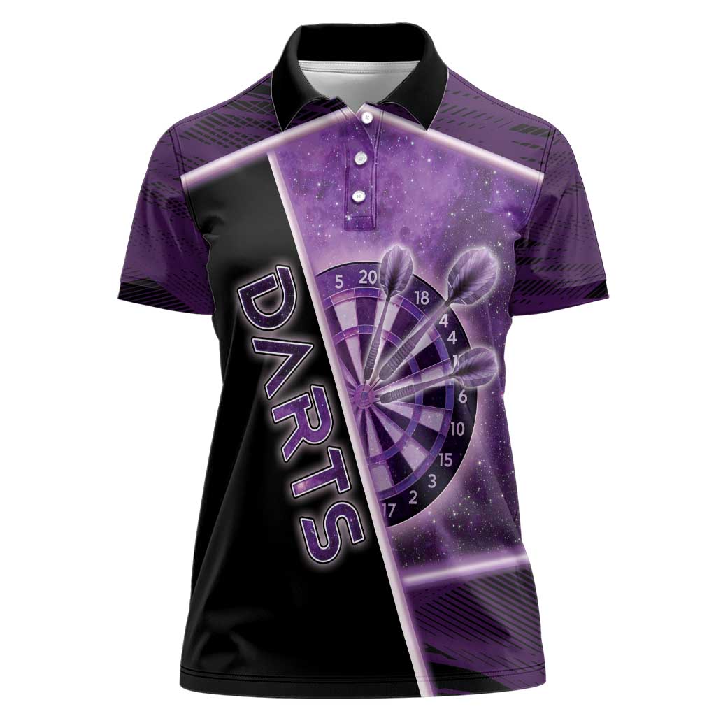 Personalized Darts Women Polo Shirt Galaxy Style Purple - Wonder Print Shop