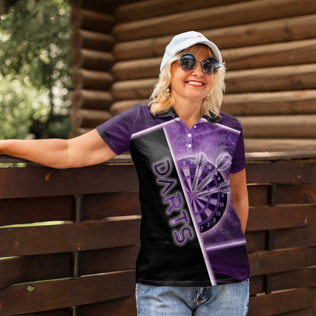 Personalized Darts Women Polo Shirt Galaxy Style Purple - Wonder Print Shop