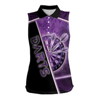 Personalized Darts Women Sleeveless Polo Shirt Galaxy Style Purple - Wonder Print Shop