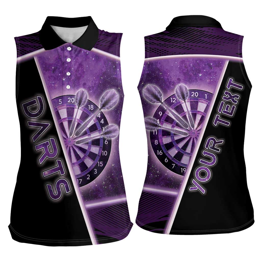Personalized Darts Women Sleeveless Polo Shirt Galaxy Style Purple - Wonder Print Shop