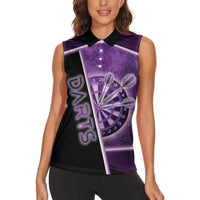 Personalized Darts Women Sleeveless Polo Shirt Galaxy Style Purple - Wonder Print Shop