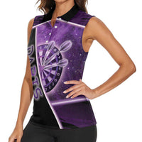 Personalized Darts Women Sleeveless Polo Shirt Galaxy Style Purple - Wonder Print Shop