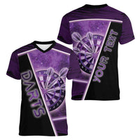 Personalized Darts Women V-Neck T-Shirt Galaxy Style Purple - Wonder Print Shop