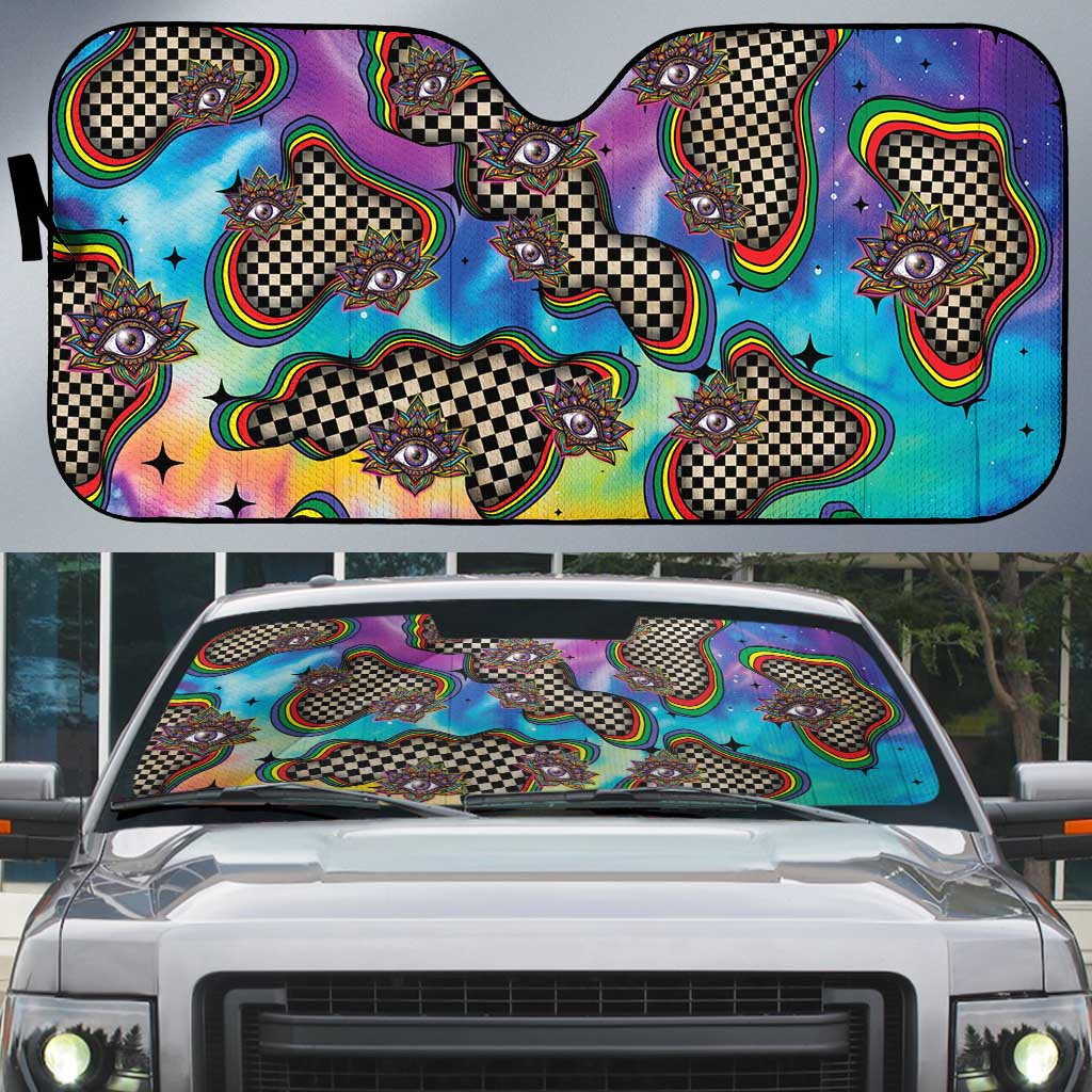 Hippie Auto Sun Shade Psychedelic Third Eye Art - Wonder Print Shop
