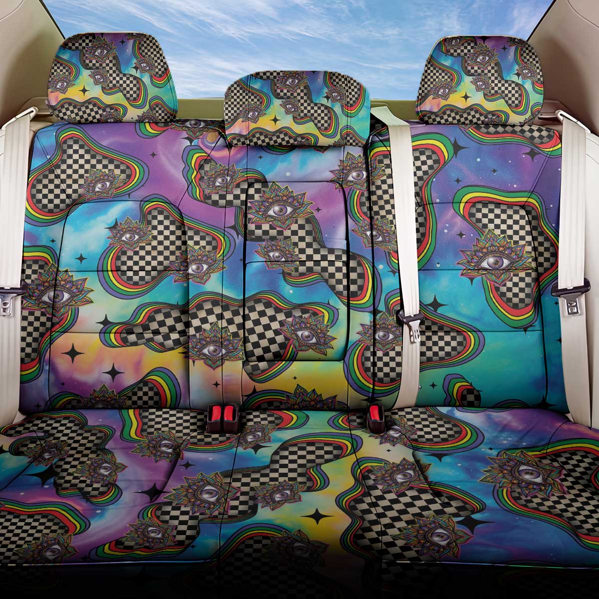 Hippie Back Car Seat Cover Psychedelic Third Eye Art - Wonder Print Shop