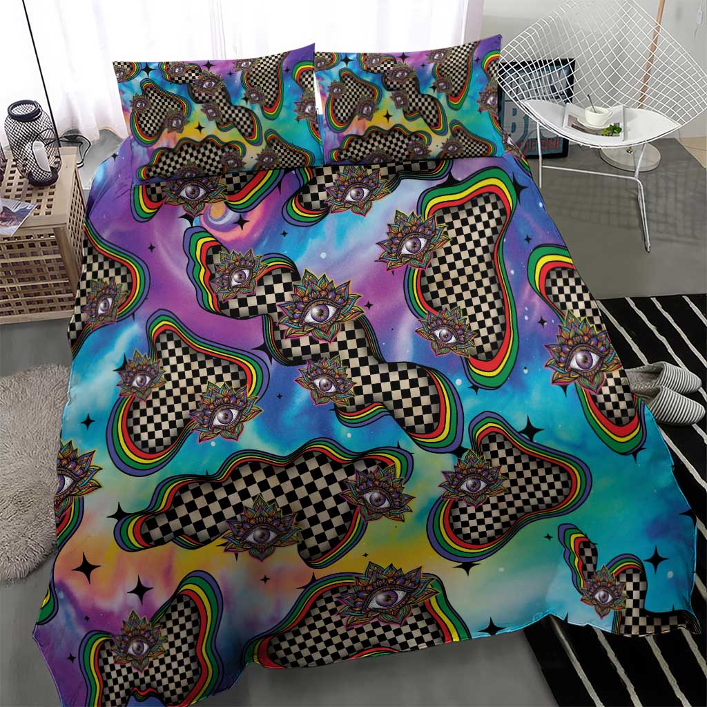 Hippie Bedding Set Psychedelic Third Eye Art - Wonder Print Shop
