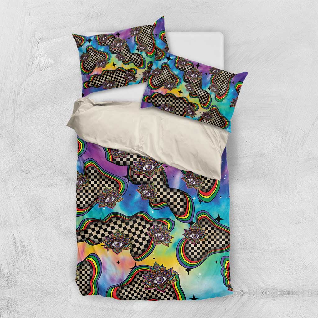 Hippie Bedding Set Psychedelic Third Eye Art - Wonder Print Shop