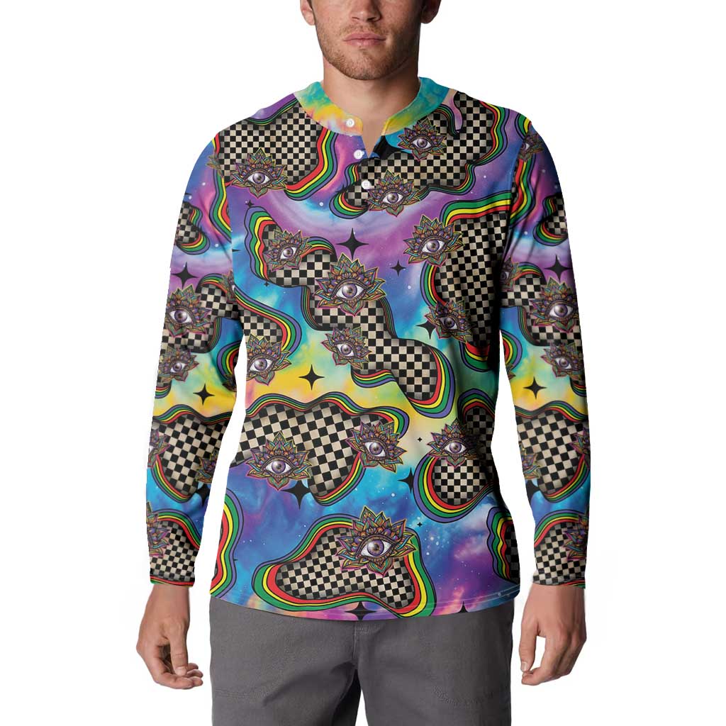 Hippie Button Sweatshirt Psychedelic Third Eye Art - Wonder Print Shop