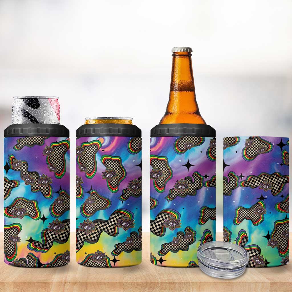 Hippie 4 in 1 Can Cooler Tumbler Psychedelic Third Eye Art - Wonder Print Shop