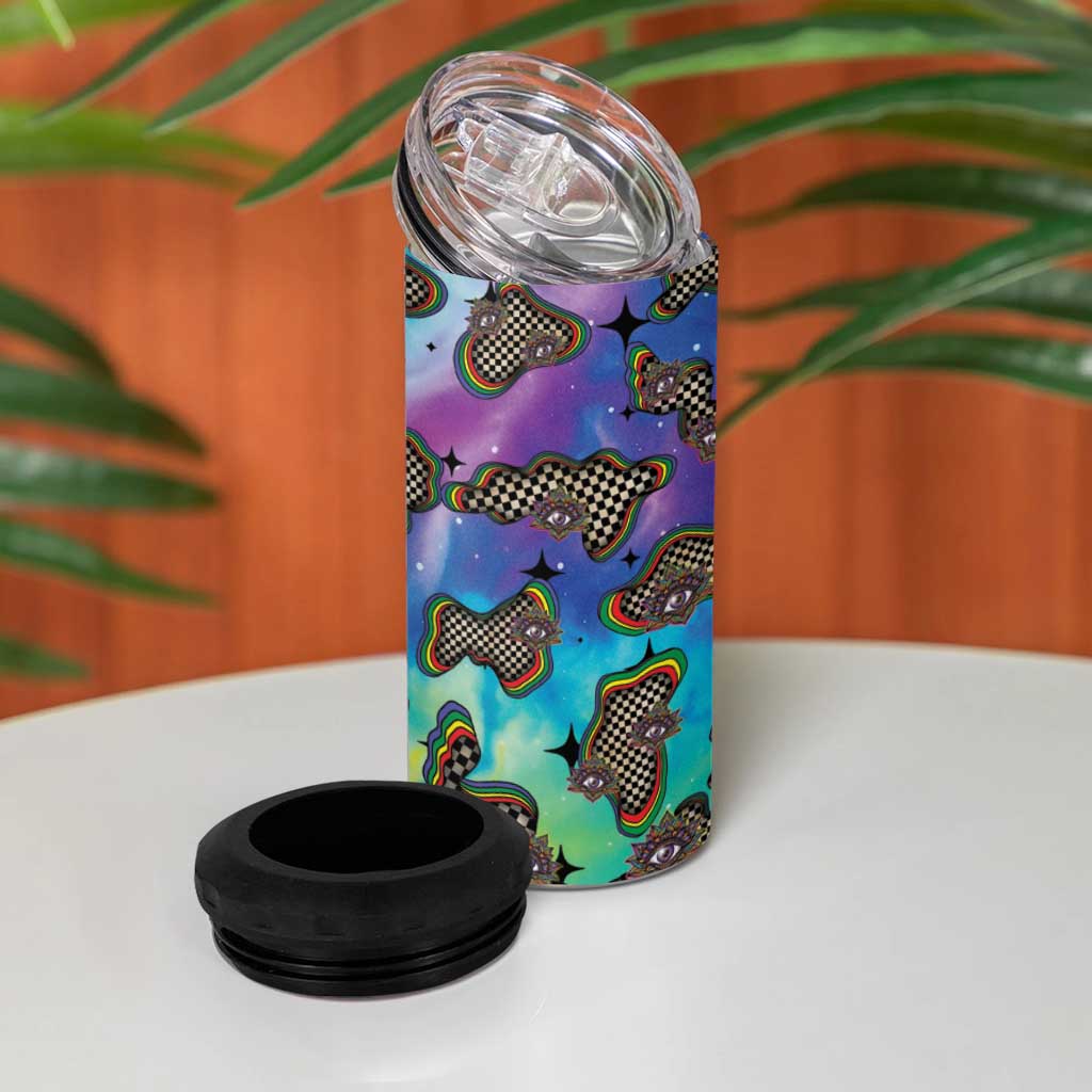 Hippie 4 in 1 Can Cooler Tumbler Psychedelic Third Eye Art - Wonder Print Shop