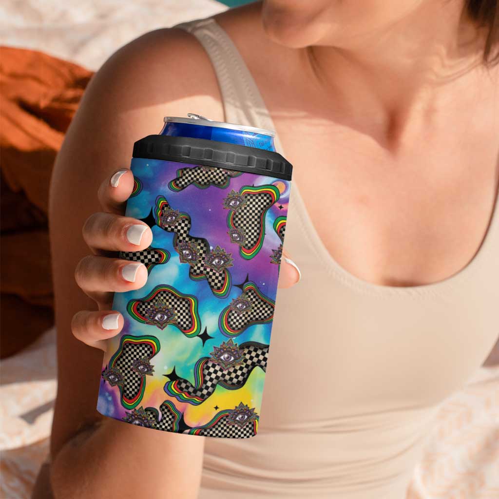 Hippie 4 in 1 Can Cooler Tumbler Psychedelic Third Eye Art - Wonder Print Shop
