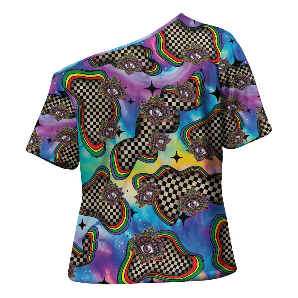 Hippie Cross Shoulder Shirt Psychedelic Third Eye Art - Wonder Print Shop