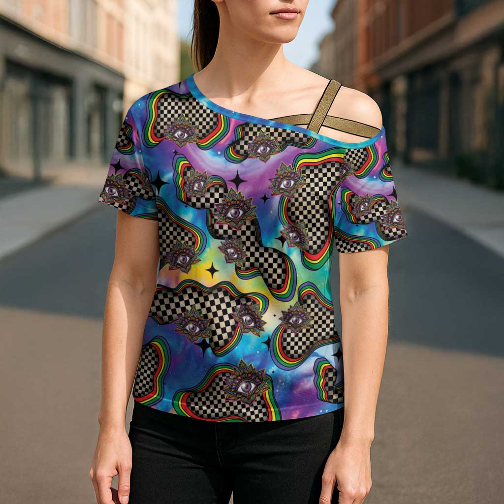 Hippie Cross Shoulder Shirt Psychedelic Third Eye Art - Wonder Print Shop