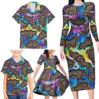 Hippie Family Matching Long Sleeve Bodycon Dress and Hawaiian Shirt Psychedelic Third Eye Art - Wonder Print Shop