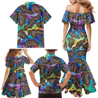 Hippie Family Matching Mermaid Dress and Hawaiian Shirt Psychedelic Third Eye Art - Wonder Print Shop