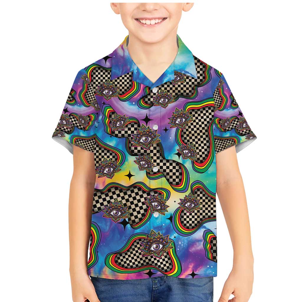 Hippie Family Matching Mermaid Dress and Hawaiian Shirt Psychedelic Third Eye Art - Wonder Print Shop