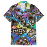 Hippie Family Matching Off The Shoulder Long Sleeve Dress and Hawaiian Shirt Psychedelic Third Eye Art - Wonder Print Shop