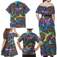 Hippie Family Matching Off Shoulder Maxi Dress and Hawaiian Shirt Psychedelic Third Eye Art - Wonder Print Shop