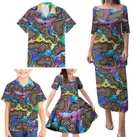 Hippie Family Matching Puletasi and Hawaiian Shirt Psychedelic Third Eye Art - Wonder Print Shop