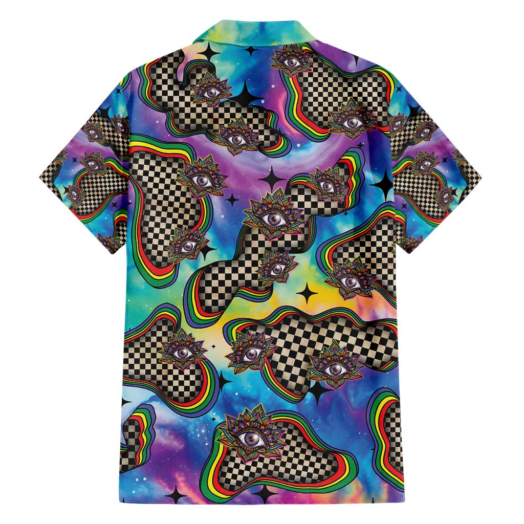 Hippie Family Matching Short Sleeve Bodycon Dress and Hawaiian Shirt Psychedelic Third Eye Art - Wonder Print Shop