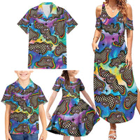 Hippie Family Matching Summer Maxi Dress and Hawaiian Shirt Psychedelic Third Eye Art - Wonder Print Shop