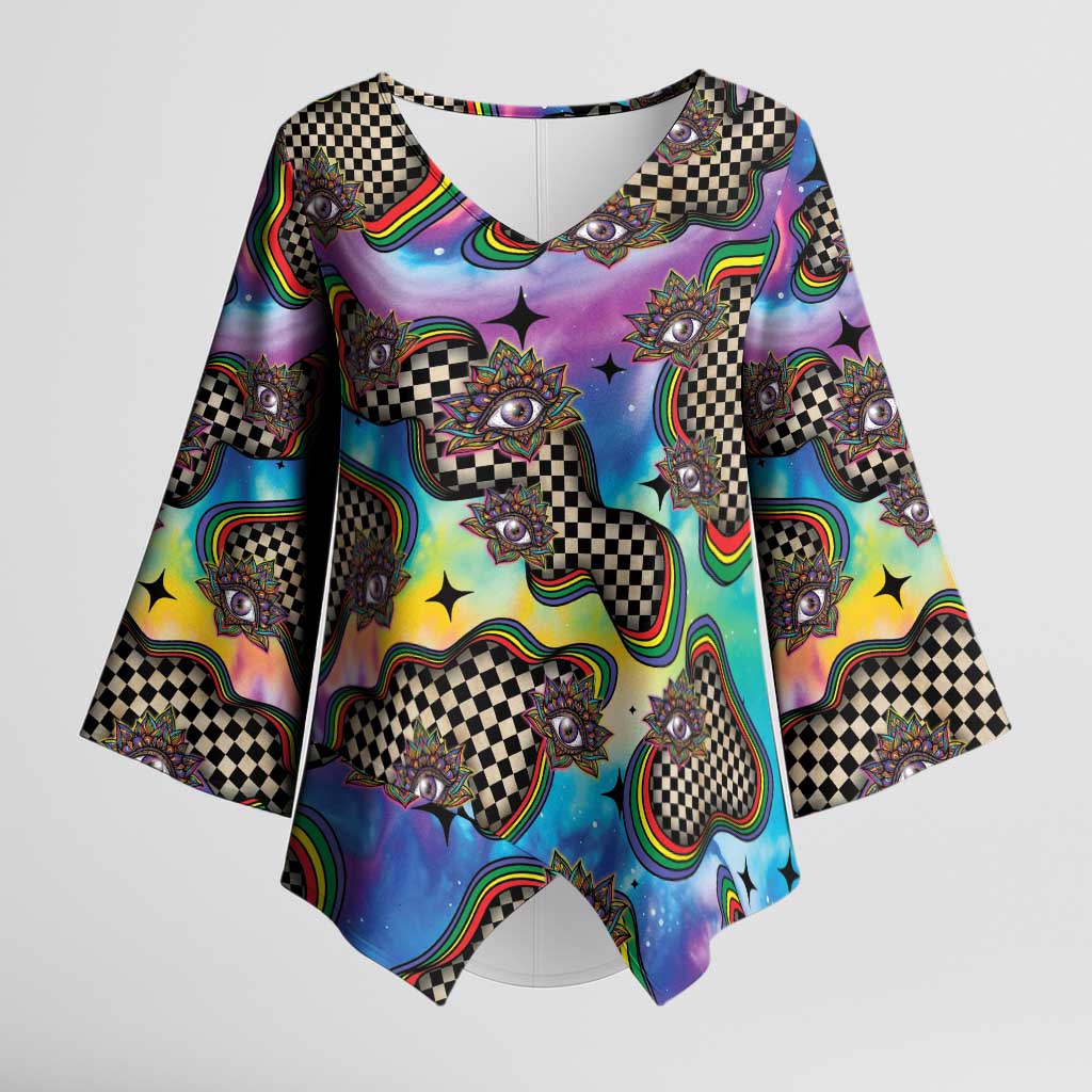 Hippie Kimono Sleeve Blouse Psychedelic Third Eye Art - Wonder Print Shop