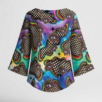 Hippie Kimono Sleeve Blouse Psychedelic Third Eye Art - Wonder Print Shop