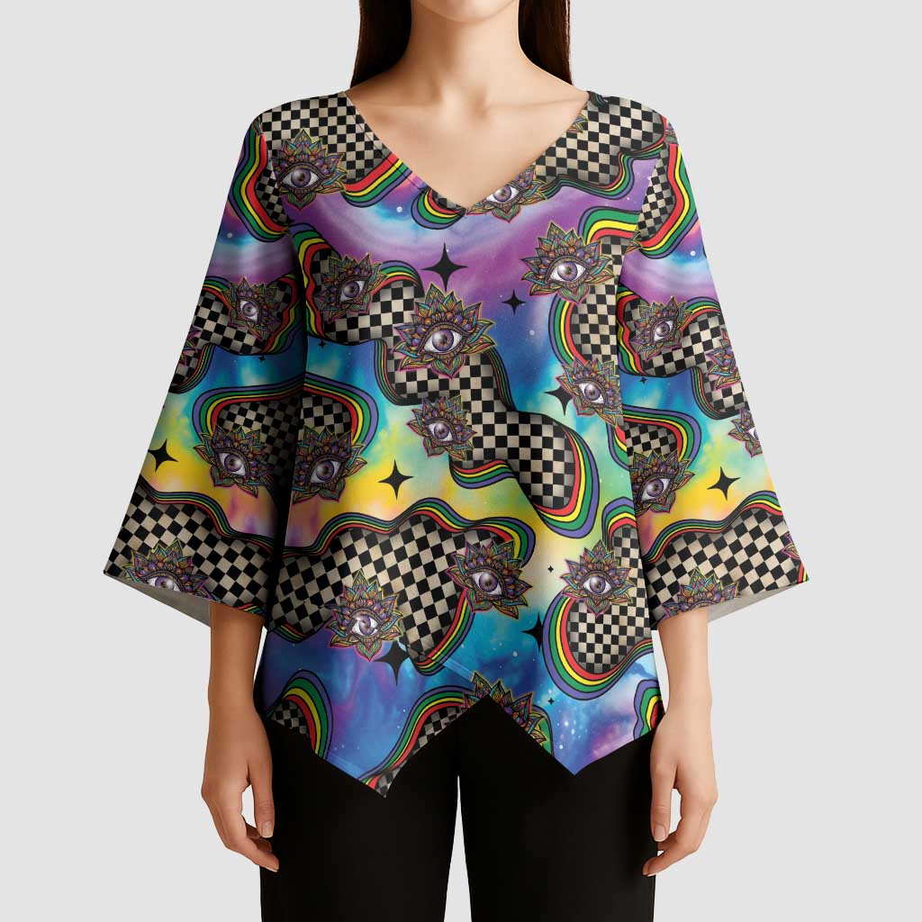 Hippie Kimono Sleeve Blouse Psychedelic Third Eye Art - Wonder Print Shop