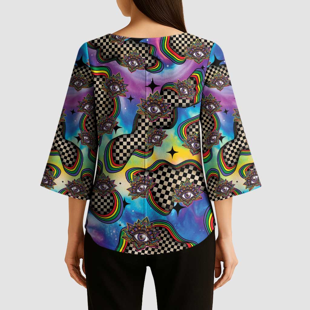Hippie Kimono Sleeve Blouse Psychedelic Third Eye Art - Wonder Print Shop