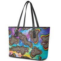 Hippie Leather Tote Bag Psychedelic Third Eye Art - Wonder Print Shop
