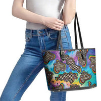 Hippie Leather Tote Bag Psychedelic Third Eye Art - Wonder Print Shop