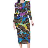 Hippie Long Sleeve Bodycon Dress Psychedelic Third Eye Art - Wonder Print Shop