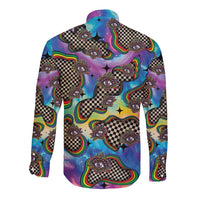 Hippie Long Sleeve Button Shirt Psychedelic Third Eye Art - Wonder Print Shop