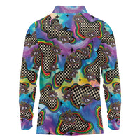 Hippie Long Sleeve Polo Shirt Psychedelic Third Eye Art - Wonder Print Shop