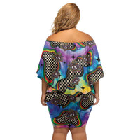 Hippie Off Shoulder Short Dress Psychedelic Third Eye Art - Wonder Print Shop
