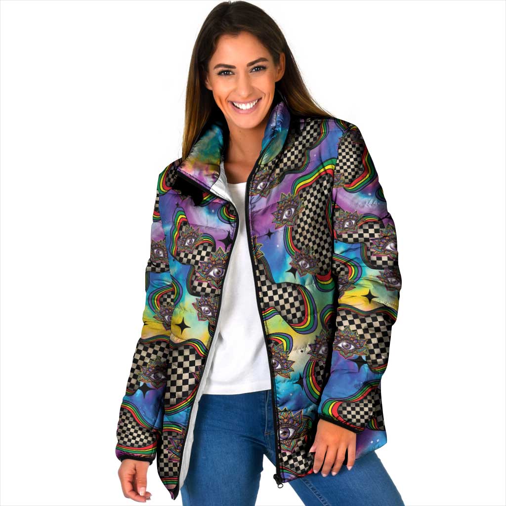 Hippie Padded Jacket Psychedelic Third Eye Art - Wonder Print Shop