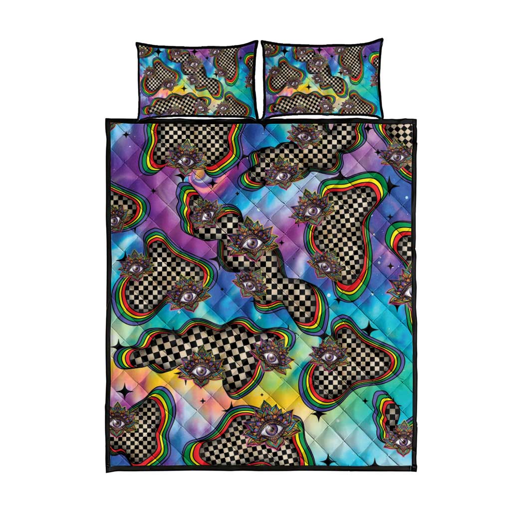 Hippie Quilt Bed Set Psychedelic Third Eye Art - Wonder Print Shop
