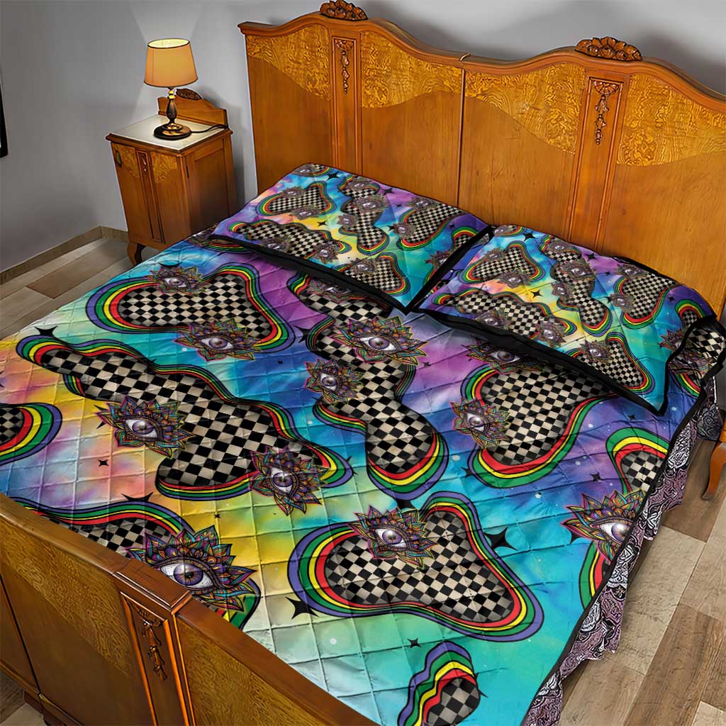 Hippie Quilt Bed Set Psychedelic Third Eye Art - Wonder Print Shop