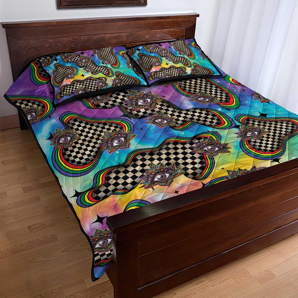 Hippie Quilt Bed Set Psychedelic Third Eye Art - Wonder Print Shop