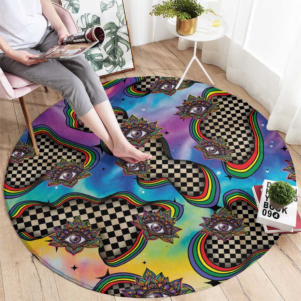 Hippie Round Carpet Psychedelic Third Eye Art - Wonder Print Shop