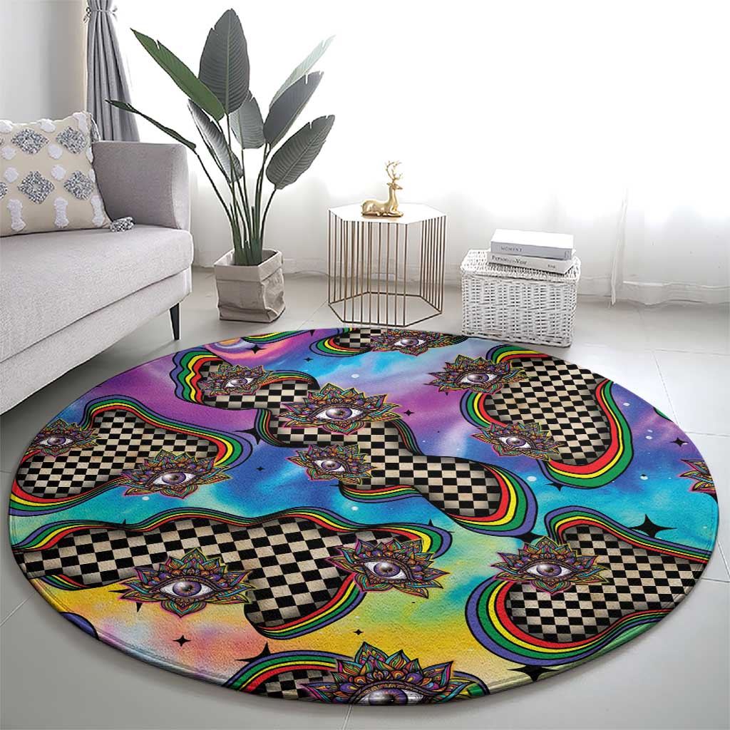Hippie Round Carpet Psychedelic Third Eye Art - Wonder Print Shop