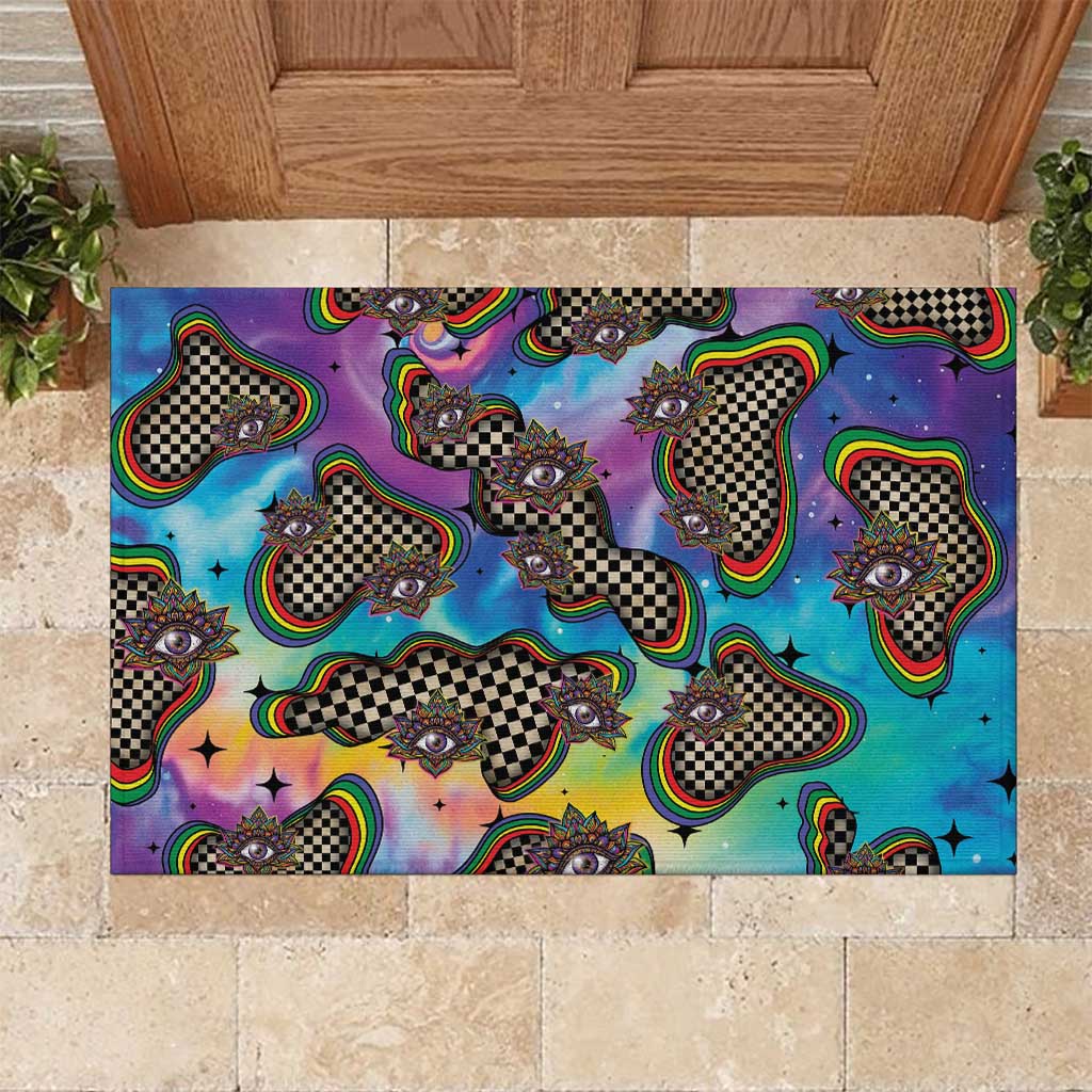 Hippie Rubber Doormat Psychedelic Third Eye Art - Wonder Print Shop
