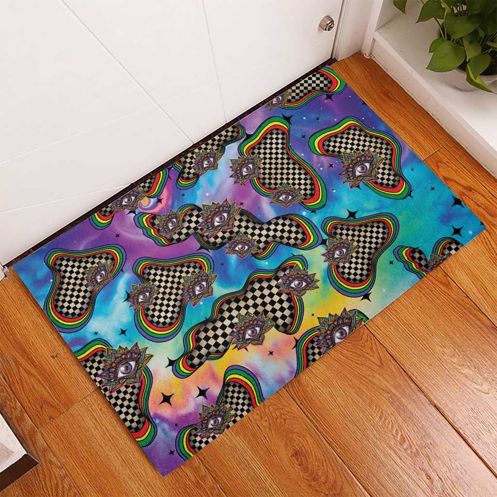 Hippie Rubber Doormat Psychedelic Third Eye Art - Wonder Print Shop