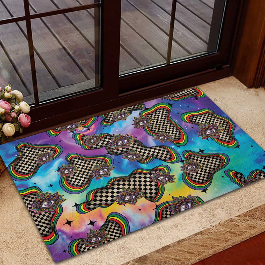 Hippie Rubber Doormat Psychedelic Third Eye Art - Wonder Print Shop