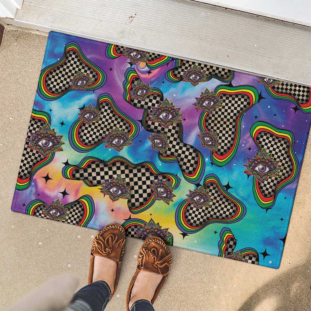 Hippie Rubber Doormat Psychedelic Third Eye Art - Wonder Print Shop