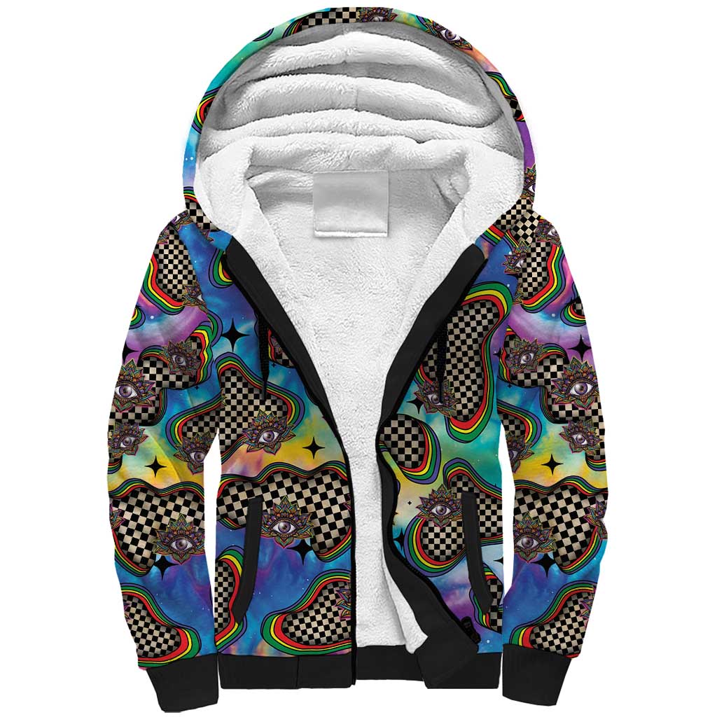 Hippie Sherpa Hoodie Psychedelic Third Eye Art - Wonder Print Shop
